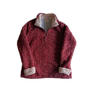 Weatherproof Vintage‎ Wine Red Frosty Tipped Sherpa Pullover Women's Medium